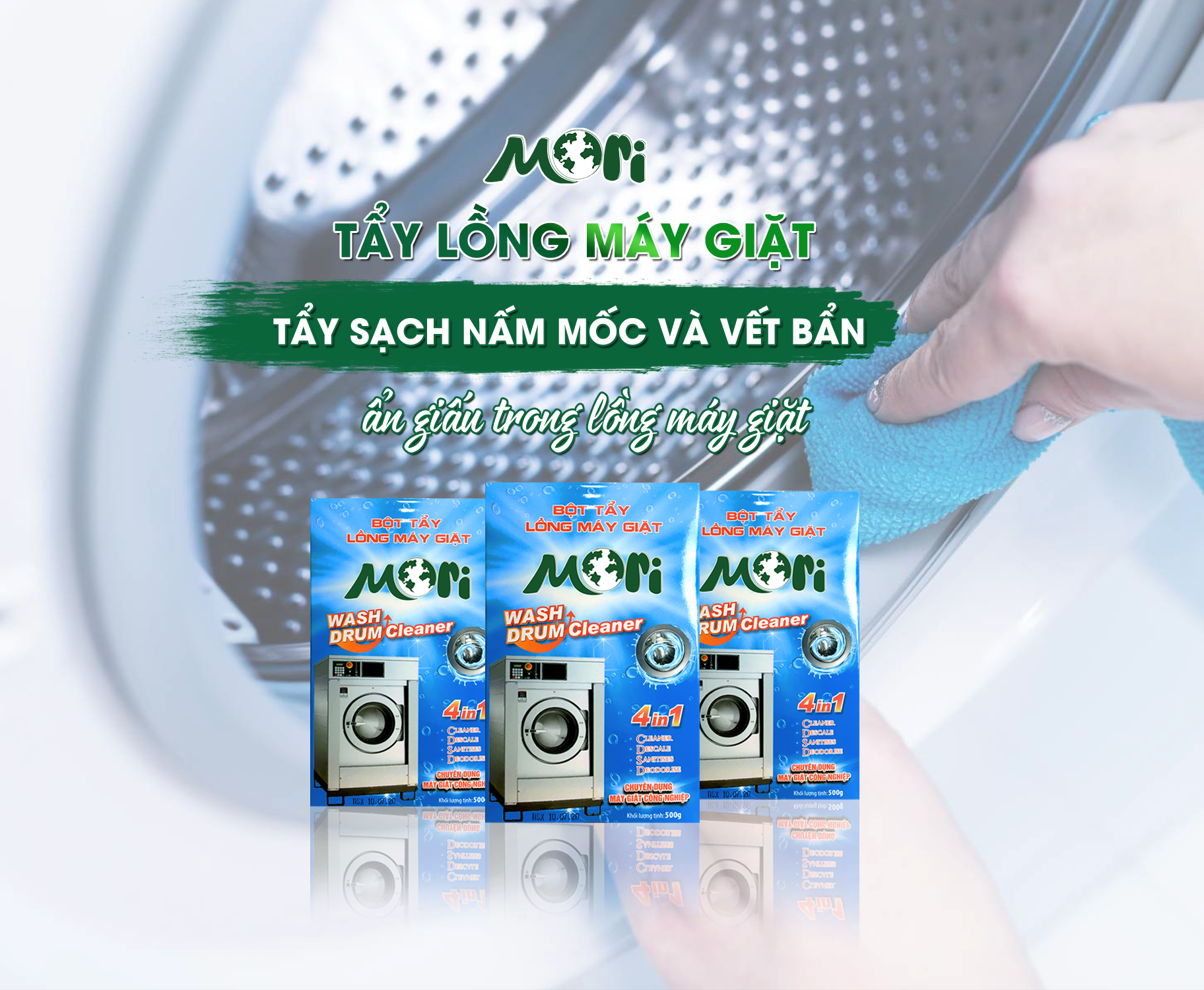 Bột tẩy lồng máy giặt Mori – tẩy sạch nấm mốc và vết bẩn