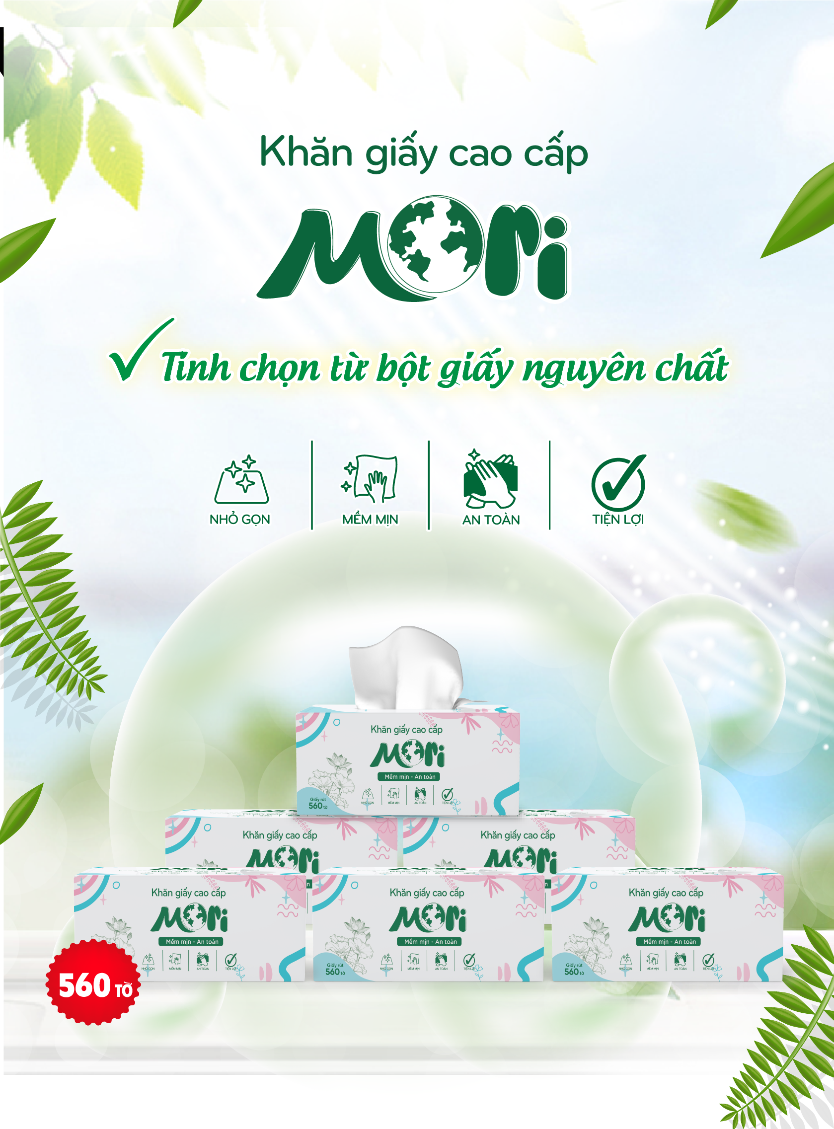 RA MẮT DIỆN MẠO MỚI – KHĂN GIẤY CAO CẤP MORI 4 LỚP 