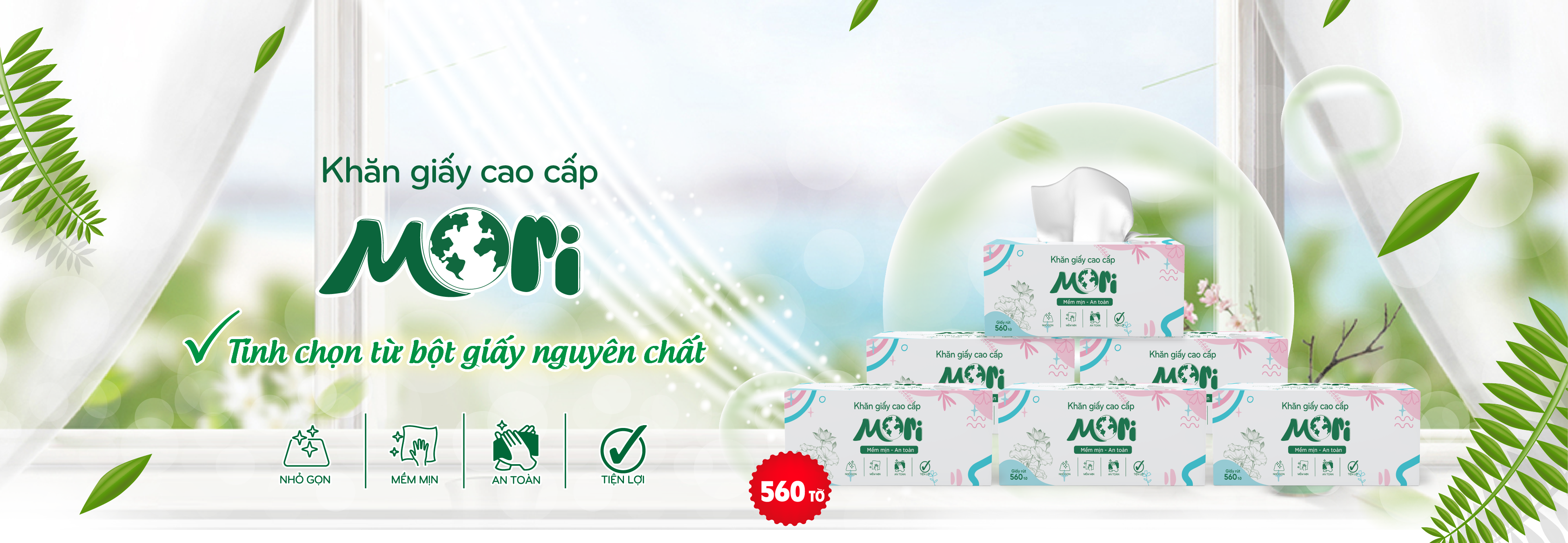 RA MẮT DIỆN MẠO MỚI KHĂN GIẤY CAO CẤP MORI 540 TỜ 4 LỚP